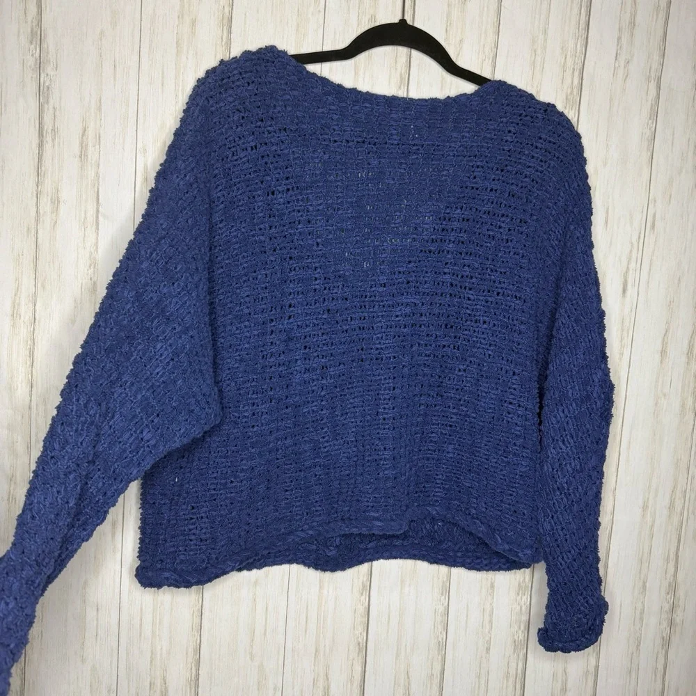 Free People Chunky Blue V-Neck Sweater